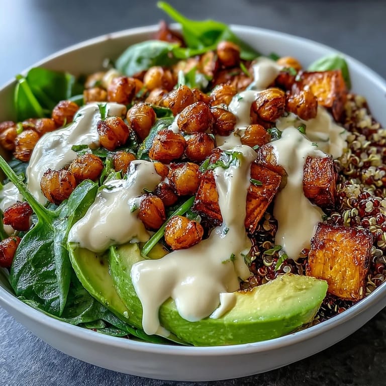 Healthy Anti-Inflammatory Glow Bowl with fluffy quinoa and spiced chickpeas, ready for a wholesome weeknight dinner.