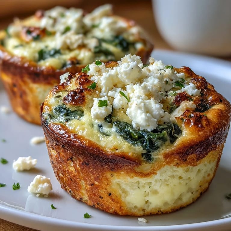 Delicious spinach and feta egg muffins, baked until set and golden, perfect for a keto-friendly breakfast.