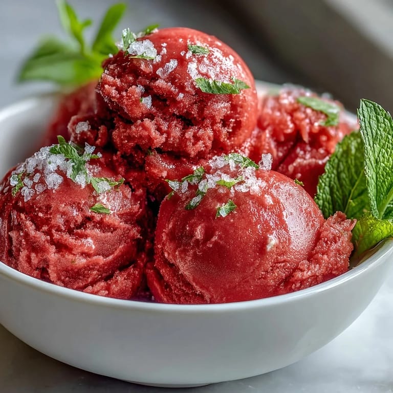 Creamy strawberry sorbet infused with rum and fresh lime zest, offering a tropical twist on a classic cocktail.