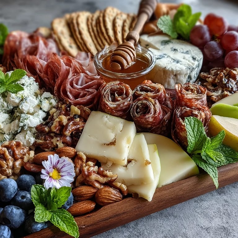 Beautifully arranged Spring Charcuterie Board with Edible Flowers and Fruits, perfect for brunch or garden parties.