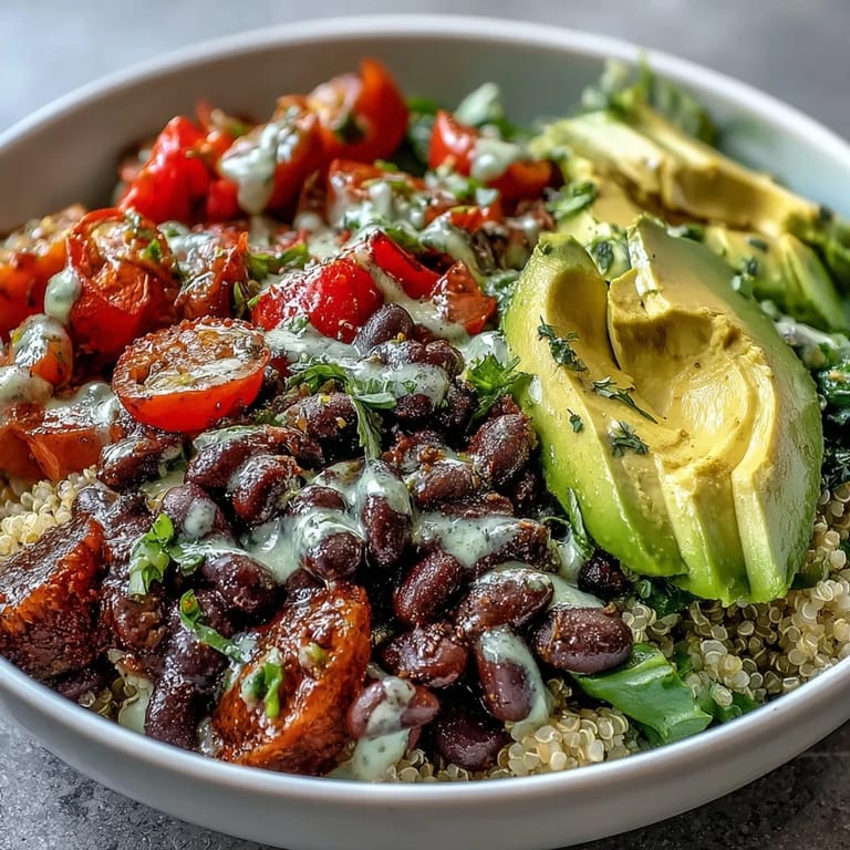 Hearty plant-based taco bowl showcasing seasoned black beans and zesty homemade salsa.